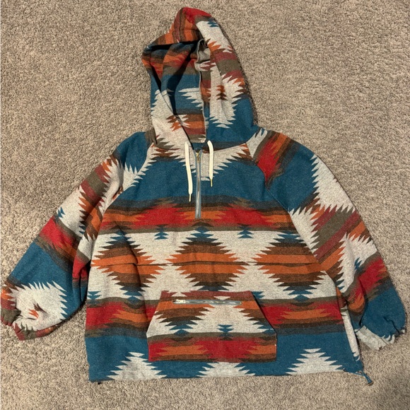 Main Strip Heavy Weight Aztec Print Quarter Zip Hoodie Plus Size 2XL Like New - Picture 1 of 4
